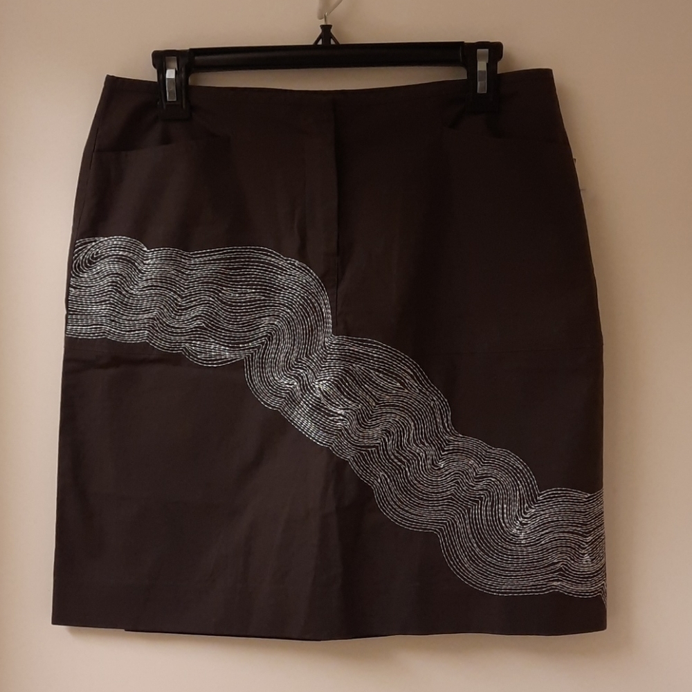DKNYC Brown Embroidered Skirt